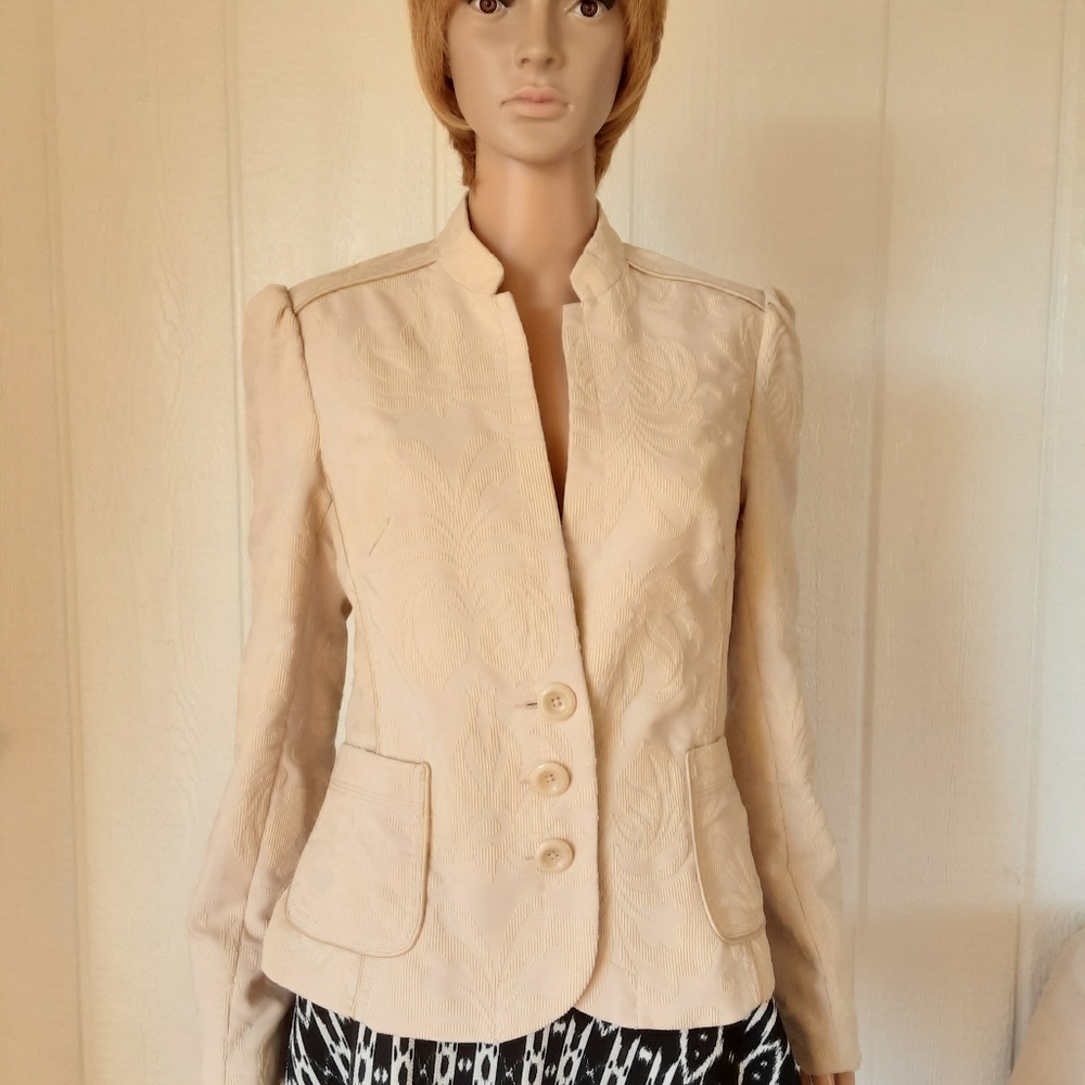 Calvin Klein #351 Women's Jacket Blazer Size L Preowned Good Condition Cream
